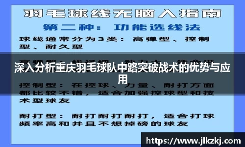 深入分析重庆羽毛球队中路突破战术的优势与应用